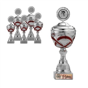 4er Set Pokal auf Marmorsockel inkl. Gravurschild und Emblem